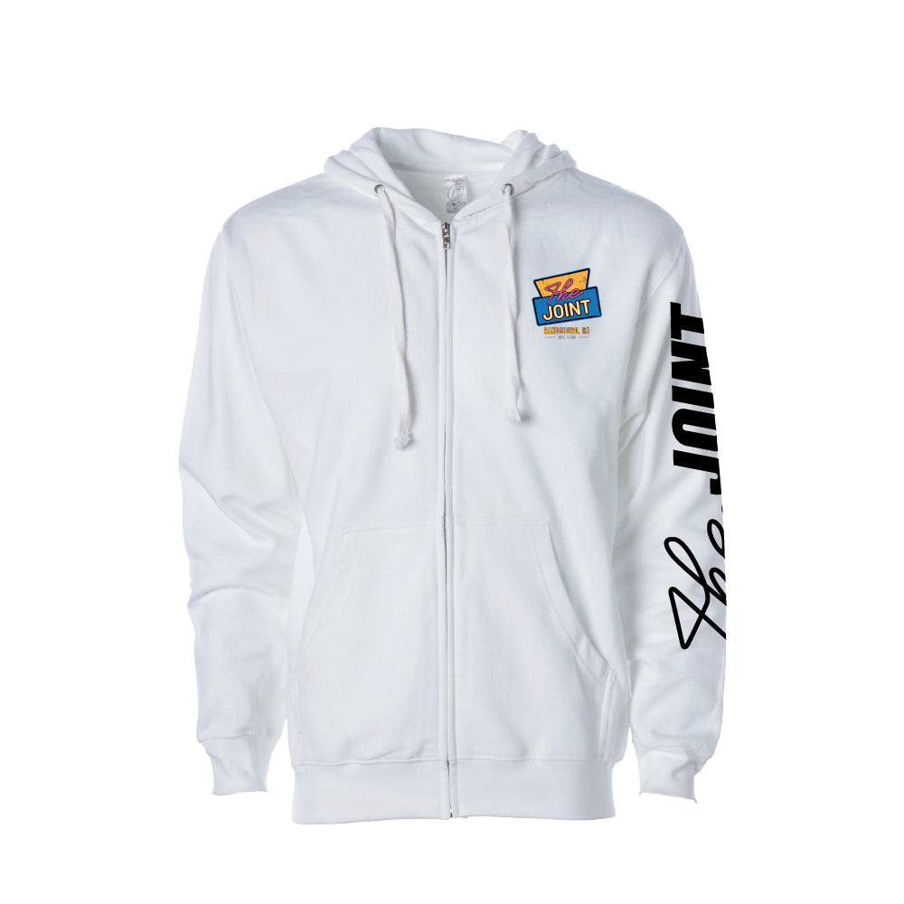 Retro White Zip Hoodie